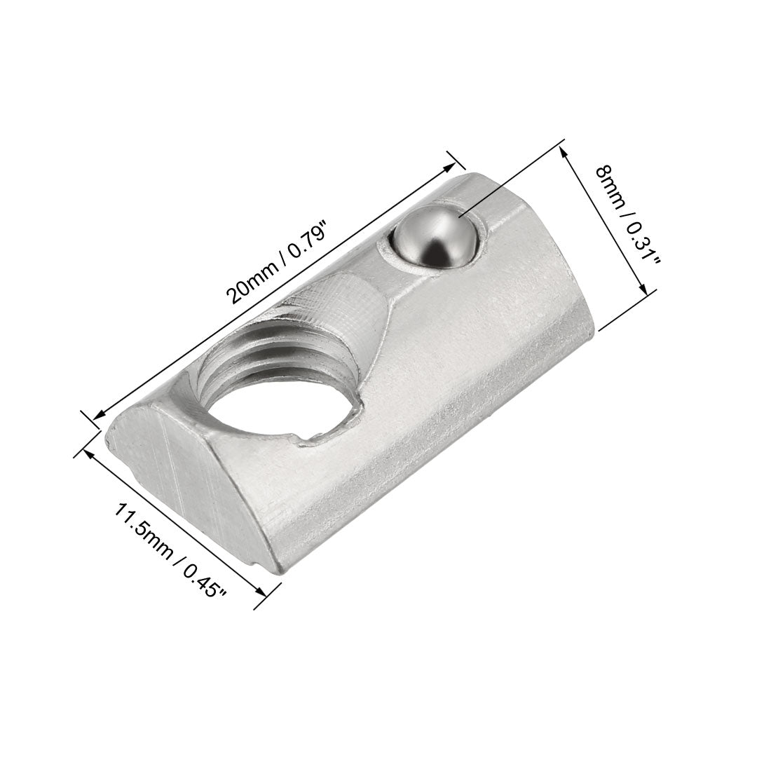 uxcell Uxcell Roll-In Spring M8 T Nut 3030 Series Aluminum Extrusion, for 7.5mm T Slot 12 Pcs