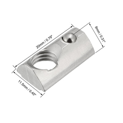 Harfington Uxcell Roll-In Spring M8 T Nut 3030 Series Aluminum Extrusion, for 7.5mm T Slot 12 Pcs