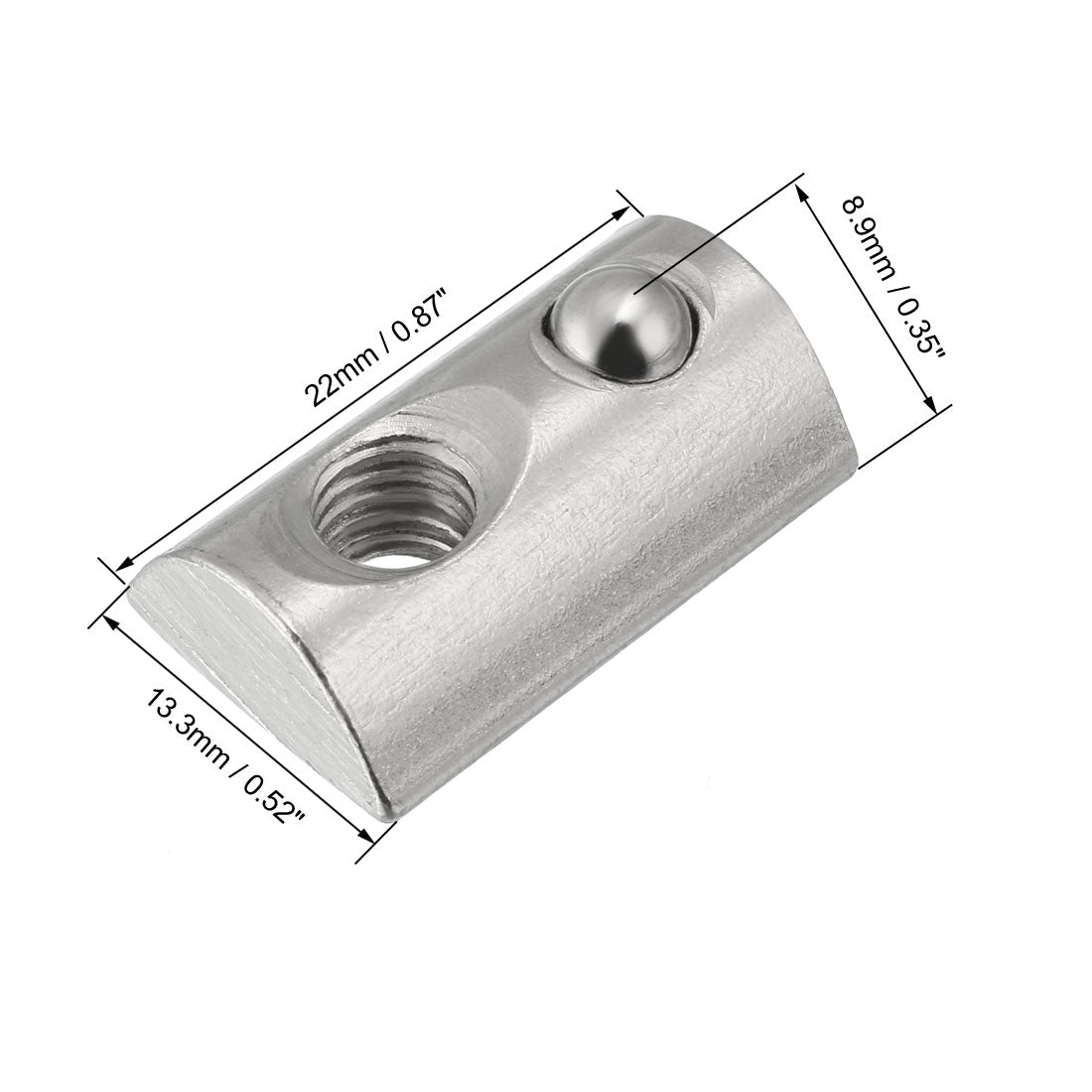 uxcell Uxcell Roll-In Spring M6 T Nut 4040 Series Aluminum Extrusion, for 8mm T Slot 4 Pcs