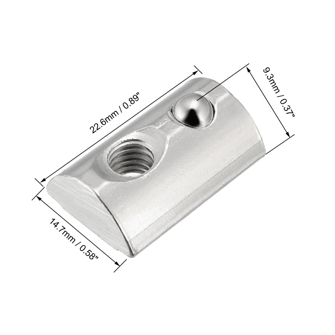 uxcell Uxcell Roll-In Spring M6 T Nut 4545 Series Aluminum Extrusion, for 9.8mm T Slot 12 Pcs