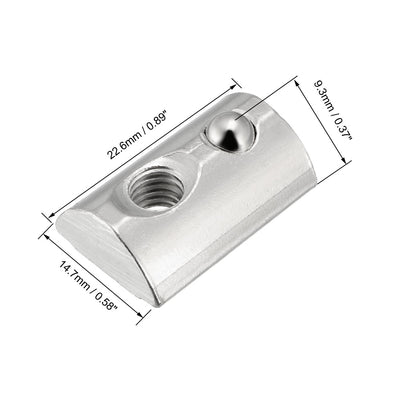 Harfington Uxcell Roll-In Spring M6 T Nut 4545 Series Aluminum Extrusion, for 9.8mm T Slot 12 Pcs