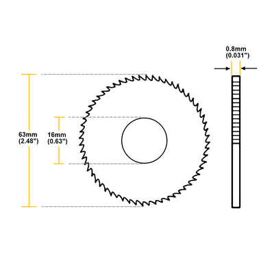 Harfington Uxcell HSS Saw Blade, 63mm 72 Tooth Circular Cutting Wheel 2mm Thick w 16mm Arbor