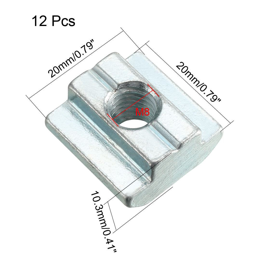 uxcell Uxcell 12 Stk.Dias in T NUSS,für 4545 Serie Aluminum Extrusions Profil M8 Gewinde de