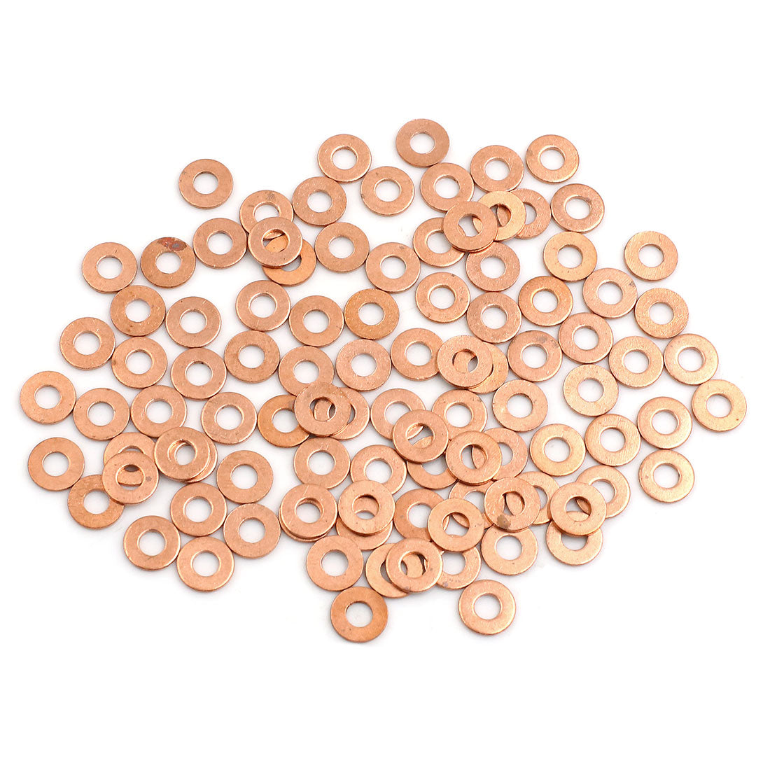 Harfington 100pcs 4mm Inner Diameter Copper Washers Flat Sealing Gaskets Rings