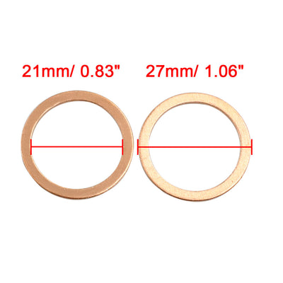 Harfington 20pcs 21mm Inner Diameter Copper Washers Flat Sealing Gaskets Rings