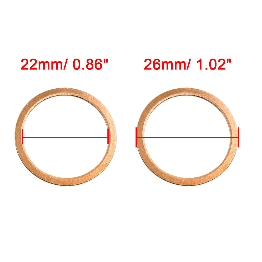 Harfington 20pcs 22mm Inner Diameter Copper Washers Flat Sealing Gaskets Rings