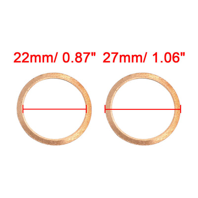 Harfington 20pcs 22mm Inner Dia Copper Washers Flat Sealing Gaskets Ring for Car