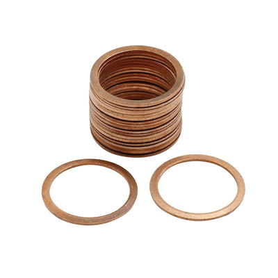 Harfington 20pcs 22mm Inner Dia Copper Washers Flat Sealing Gaskets Ring for Car