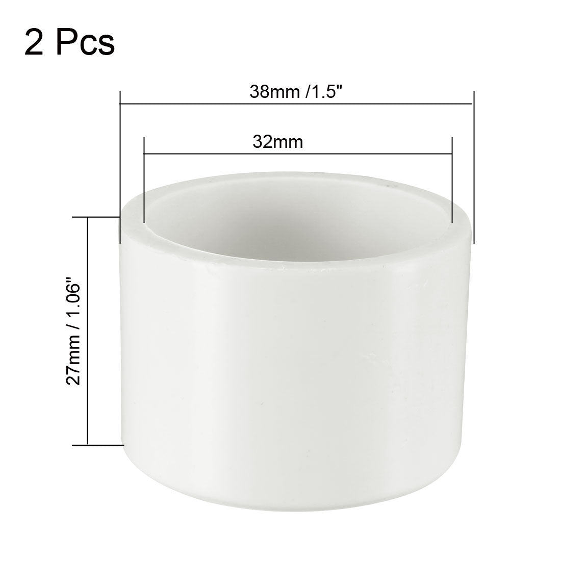 uxcell Uxcell 32mm PVC Pipe Cap Fitting, Slip Socket External End Caps 2 Pcs