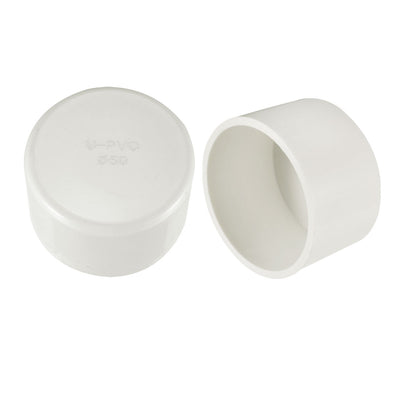 Harfington Uxcell 50mm PVC Pipe Cap Fitting, Slip Socket External End Caps 2 Pcs