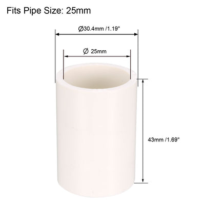 Harfington Uxcell 25mm Straight Metric PVC Pipe Fitting Coupling Adapter Connector 5 Pcs