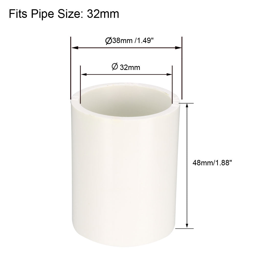 uxcell Uxcell 32mm Straight Metric PVC Pipe Fitting Coupling Adapter Connector 1 Pcs