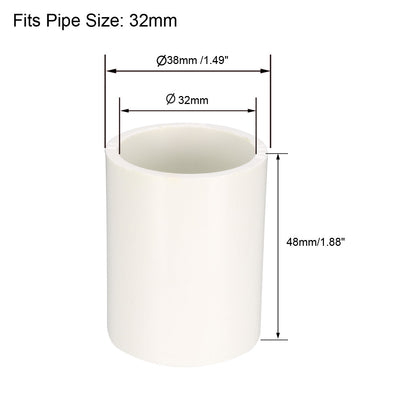 Harfington Uxcell 32mm Straight Metric PVC Pipe Fitting Coupling Adapter Connector 1 Pcs