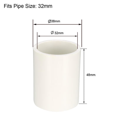 Harfington Uxcell 32mm Straight Metric PVC Pipe Fitting Coupling Adapter Connector 10 Pcs