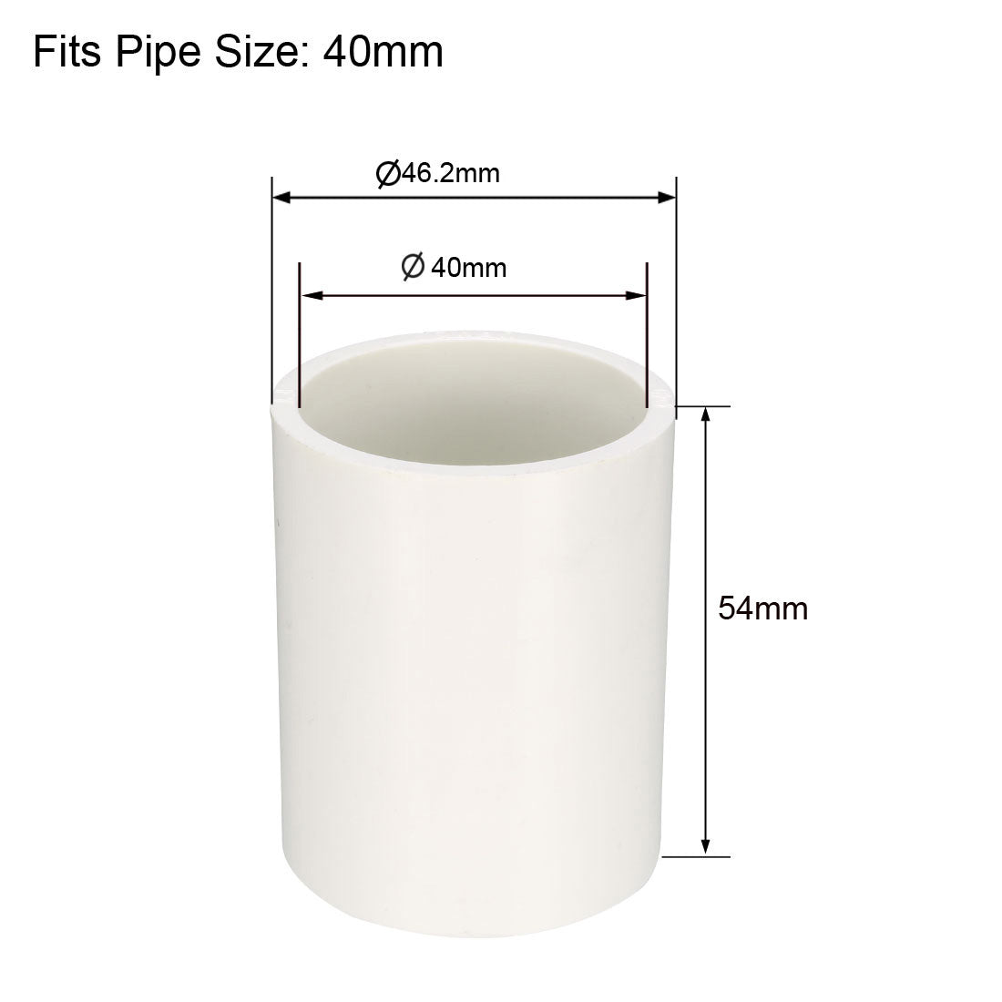 uxcell Uxcell 40mm Straight Metric PVC Pipe Fitting Coupling Adapter Connector 1 Pcs