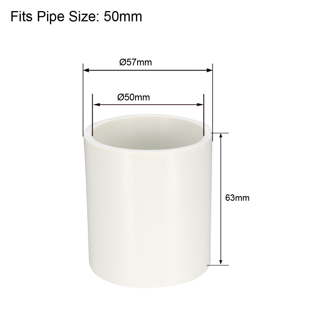 uxcell Uxcell 50mm Straight Metric PVC Pipe Fitting Coupling Adapter 1 Pcs