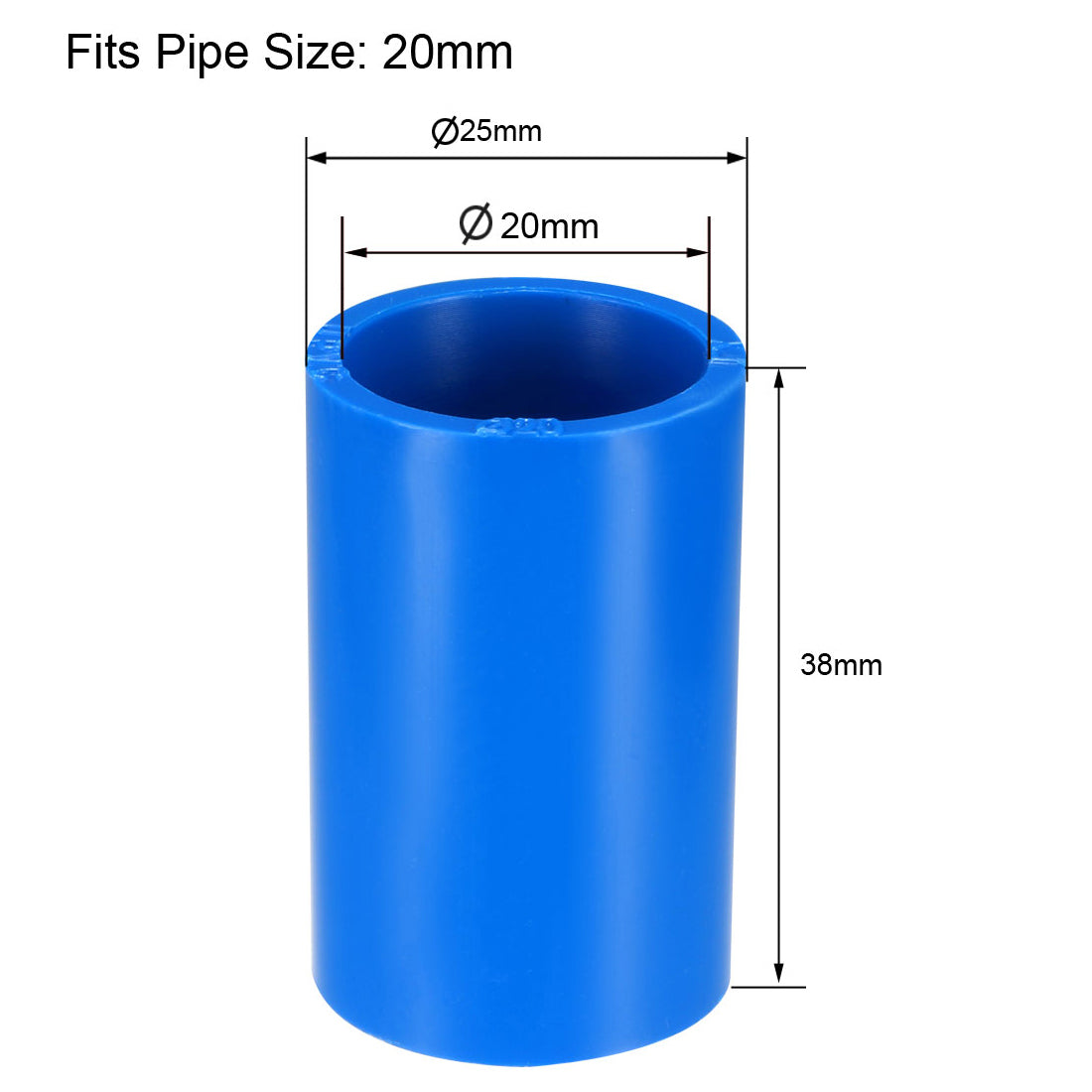 uxcell Uxcell 20mm Straight Metric PVC Pipe Fitting Coupling Adapter Connector Blue 10Pcs