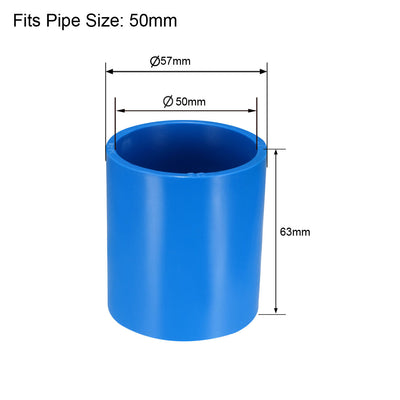 Harfington Uxcell 50mm Straight Metric PVC Pipe Fitting Coupling Adapter Connector Blue 2 Pcs