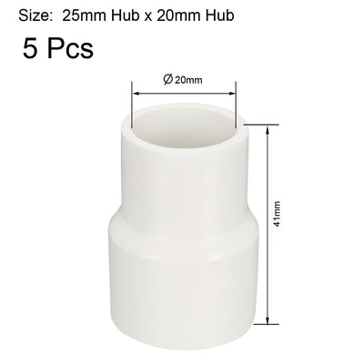 Harfington Uxcell 5pcs 25mm x 20mm Metric Reducing Coupling Hub by Hub Pipe Fitting Adapter Connector