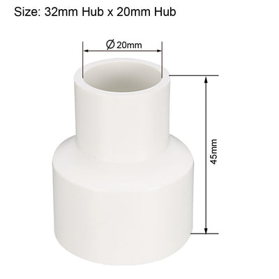 Harfington Uxcell 32mm x 20mm Metric PVC Reducing Coupling Hub by Hub Pipe Fitting Adapter Connector