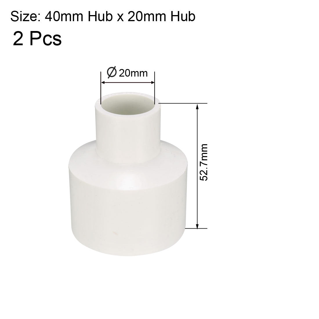 uxcell Uxcell 40mm x 20mm Metric PVC Reducing Coupling Hub by Hub Pipe Fitting Adapter Connector 2pcs