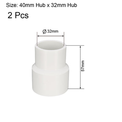 Harfington Uxcell 40x 32mm Metric PVC Reducing Coupling Hub by Hub Pipe Fitting Adapter Connector 2pcs