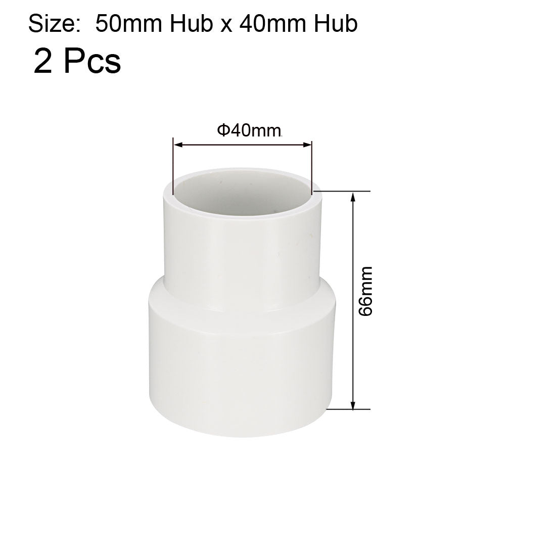 uxcell Uxcell 50mm x 40mm Metric PVC Reducing Coupling Hub by Hub Pipe Fitting Adapter Connector 2pcs