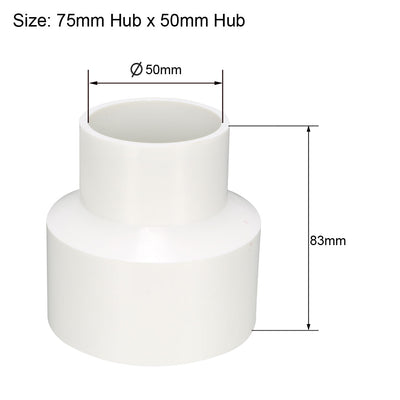 Harfington Uxcell 75mm x 50mm Metric PVC Reducing Coupling Hub by Hub Pipe Fitting Adapter Connector