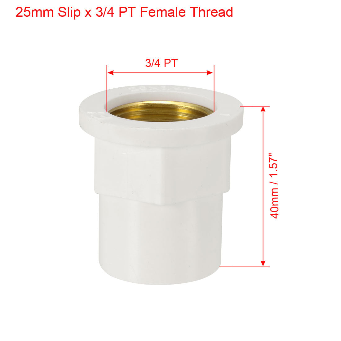 uxcell Uxcell 25mm Slip x 3/4 PT Female Brass Thread PVC Pipe Fitting Adapter