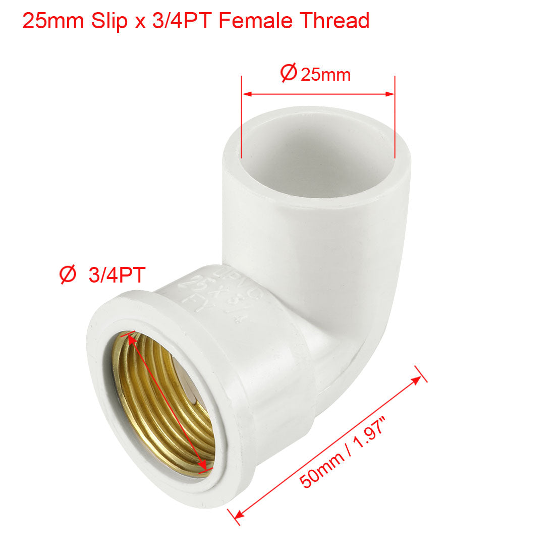 uxcell Uxcell 25mm Slip x 3/4PT Female Thread 90 Degree PVC Pipe Fitting Elbow