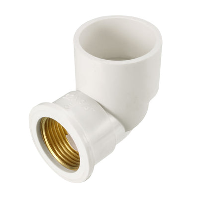 Harfington Uxcell 32mm Slip x 3/4PT Female Thread 90 Degree PVC Pipe Fitting Elbow 3 Pcs