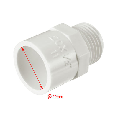 Harfington Uxcell 20mm Slip x G1/2 Male Thread PVC Pipe Fitting Adapter Connector 5 Pcs