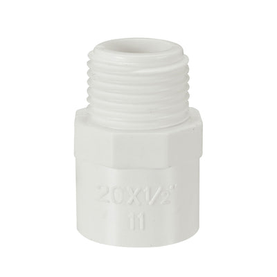 Harfington Uxcell 20mm Slip x G1/2 Male Thread PVC Pipe Fitting Adapter Connector 5 Pcs