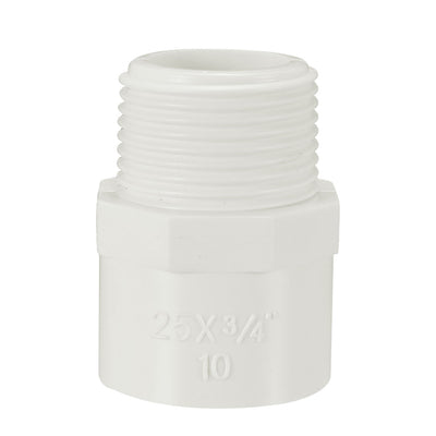 Harfington Uxcell 25mm Slip x 3/4 PT Male Thread PVC Pipe Fitting Adapter Connector 5 Pcs