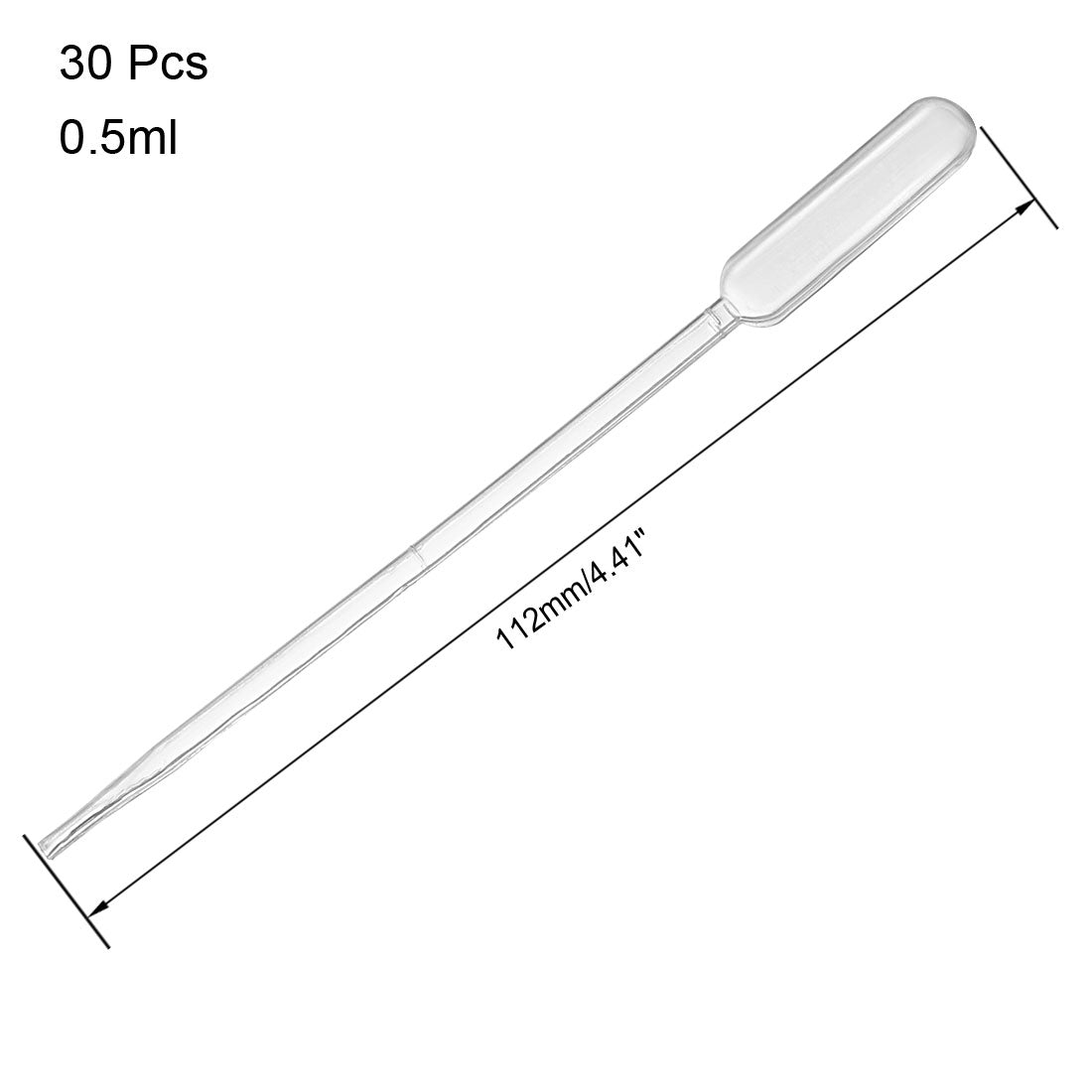 uxcell Uxcell 30 Pcs 0.5ml Disposable Pasteur Pipettes Test Tubes Liquid Drop Droppers 112mm Long