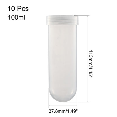 Harfington Uxcell 10 Pcs 100ml Plastic Centrifuge Tubes with Screw Cap, Round Bottom