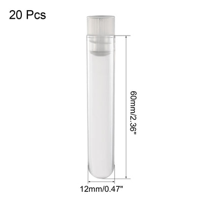 Harfington Uxcell 30 Pcs Centrifuge Test Tubes Round Bottom Polystyrene with White Cap 12 x 60mm