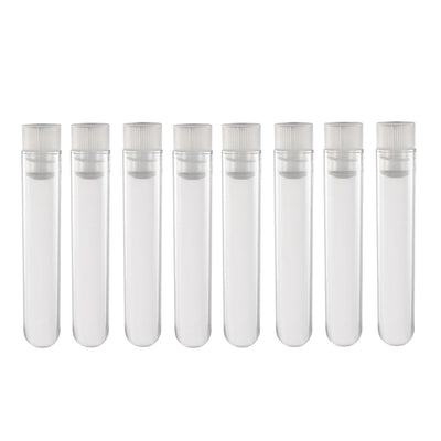 Harfington Uxcell 30 Pcs Centrifuge Test Tubes Round Bottom Polystyrene with White Cap 12 x 60mm