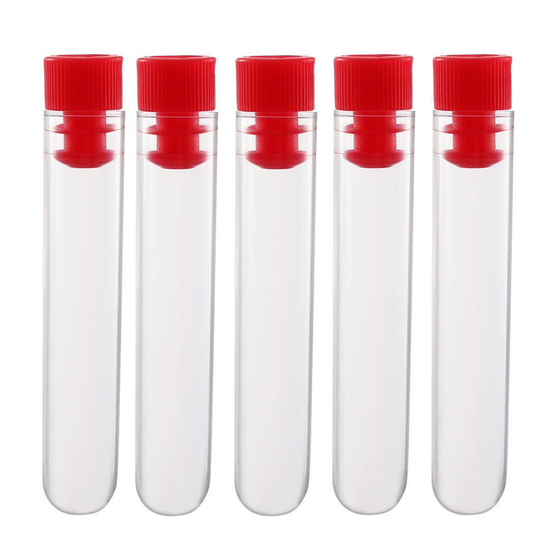 uxcell Uxcell 20 Pcs Centrifuge Test Tubes Round Bottom Polystyrene with Red Cap 12 x 60mm