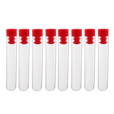 uxcell Uxcell 30 Pcs Centrifuge Test Tubes Round Bottom Polystyrene with Red Cap 12 x 60mm