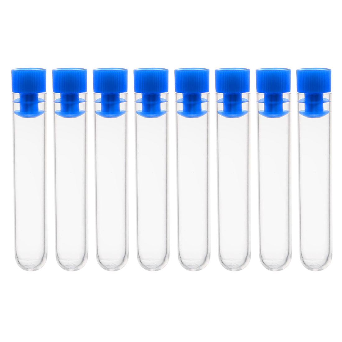 uxcell Uxcell 30 Pcs Centrifuge Test Tubes Round Bottom Polystyrene with Blue Cap 12 x 60mm