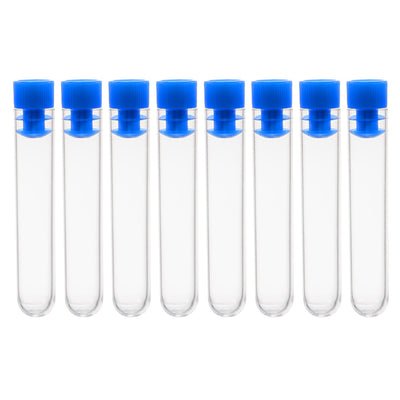 uxcell Uxcell 30 Pcs Centrifuge Test Tubes Round Bottom Polystyrene with Blue Cap 12 x 60mm