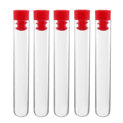 uxcell Uxcell 20 Pcs Centrifuge Test Tubes Round Bottom Polystyrene with Red Cap 12 x 72mm