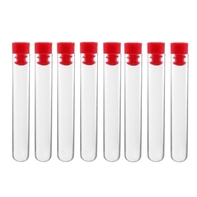 Harfington Uxcell 30 Pcs Centrifuge Test Tubes Round Bottom Polystyrene with Red Cap 12 x 72mm