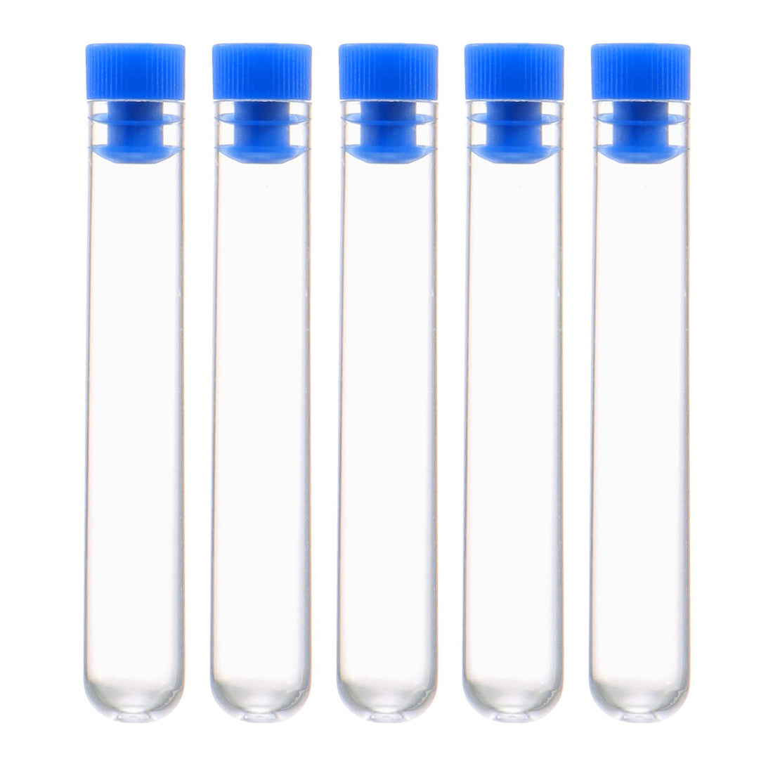 uxcell Uxcell 20 Pcs Centrifuge Test Tubes Round Bottom Polystyrene with Blue Cap 12 x 72mm