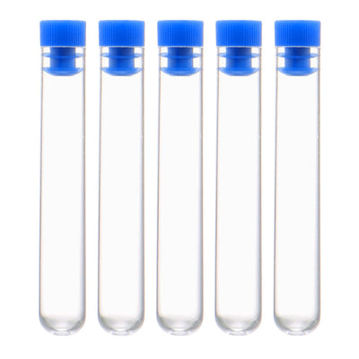 uxcell Uxcell 20 Pcs Centrifuge Test Tubes Round Bottom Polystyrene with Blue Cap 12 x 72mm