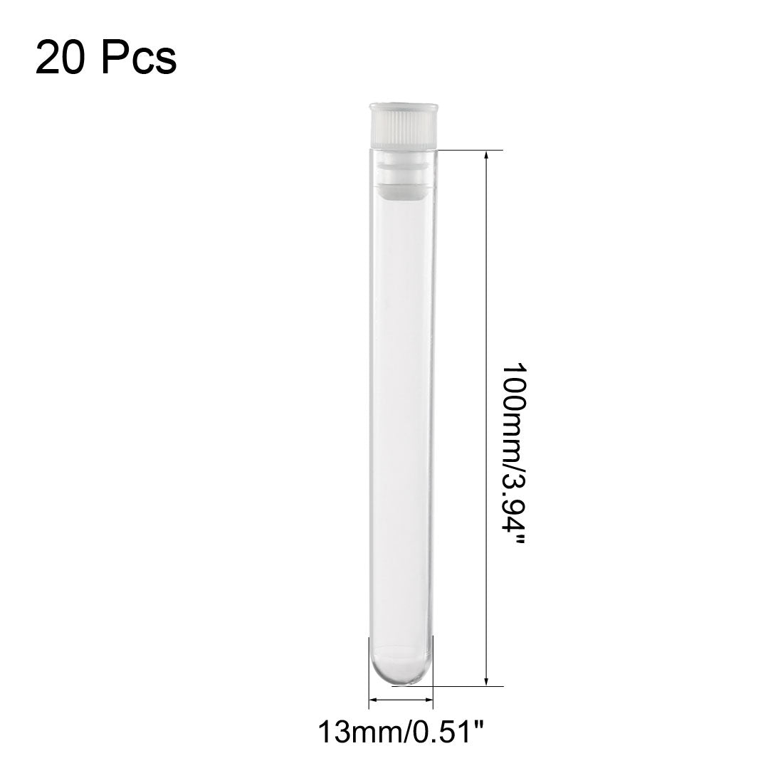 uxcell Uxcell 20 Pcs Centrifuge Test Tubes Round Bottom Polystyrene with  White Cap 13 x 100mm