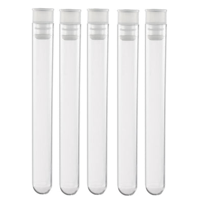 Harfington Uxcell 20 Pcs Centrifuge Test Tubes Round Bottom Polystyrene with  White Cap 13 x 100mm