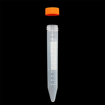 Harfington Uxcell 10 Pcs 15ml Plastic Centrifuge Tubes with Orange Screw Cap, Conical Bottom, Graduated Marks