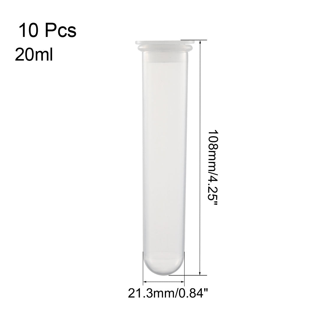 uxcell Uxcell 10 Pcs 20ml Plastic Centrifuge Tubes with Attached Cap, Round Bottom